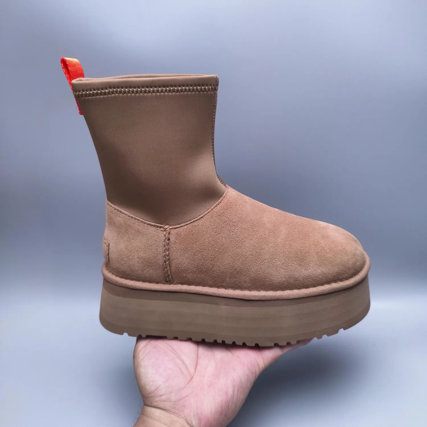💰560 UGG sheepskin all-in-one snow boots 4031 Thick-soled elastic mid-cut casual style Color: Maroon Black Sand Size: 35-40